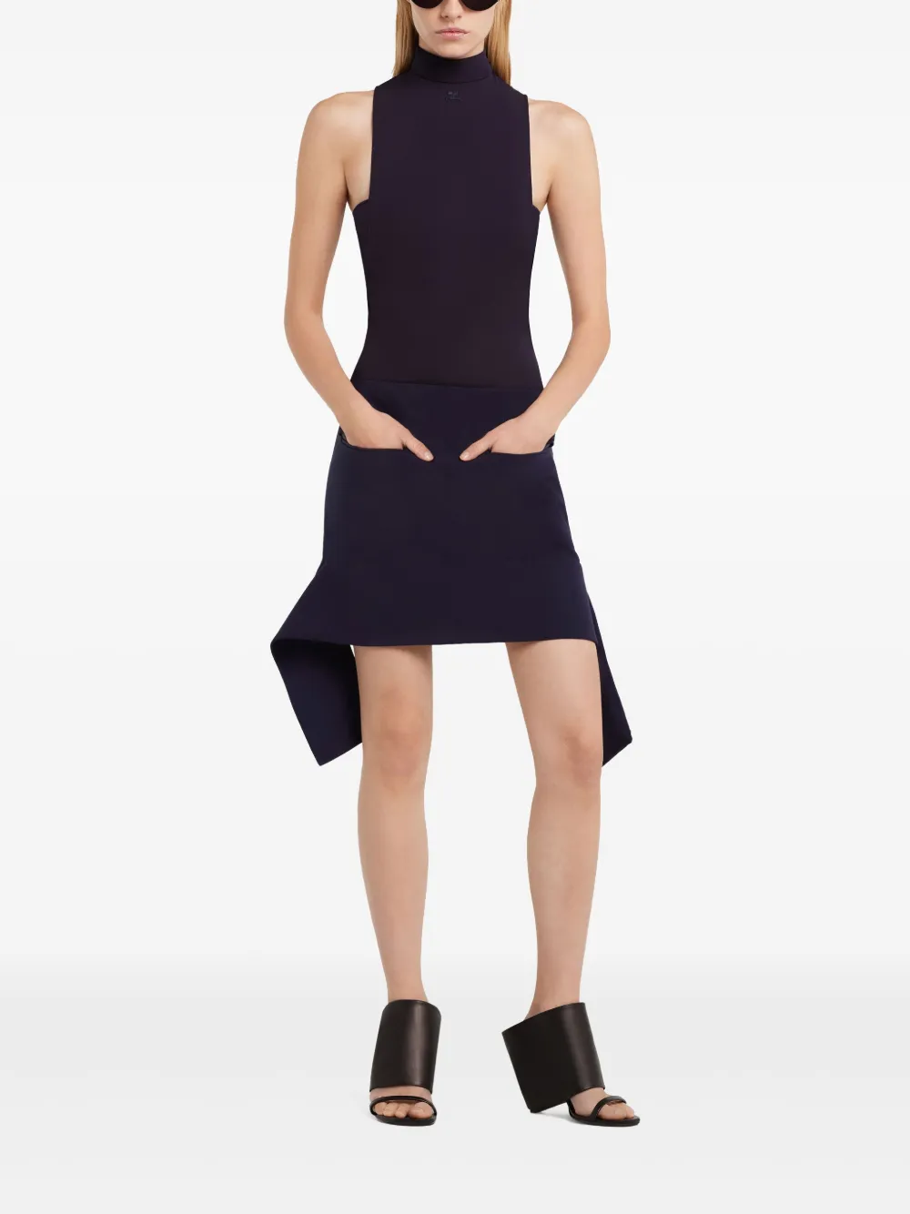 Courrèges Reversed Belt mini-rok - Blauw