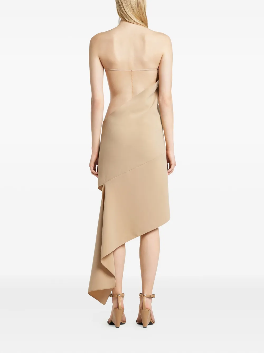 Courrèges Asymmetrische crêpe jurk Beige