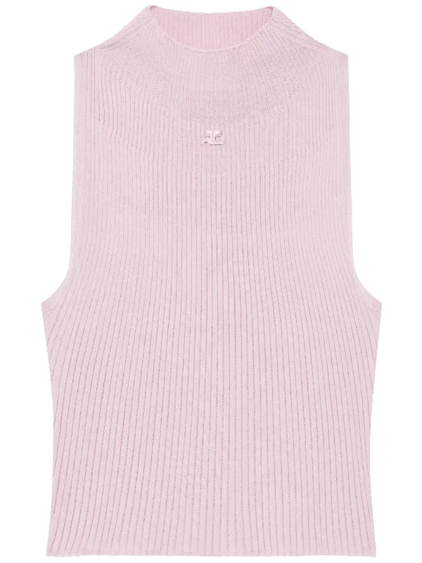 Courrèges Mock-neck Tank Top in Pink