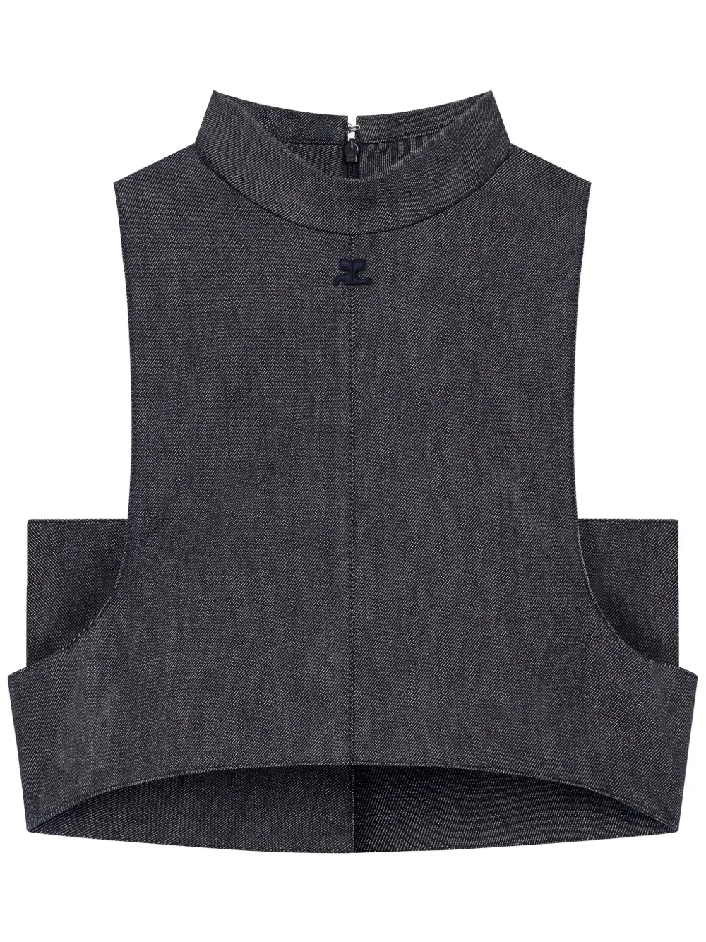 Courrèges Denim top met col Grijs