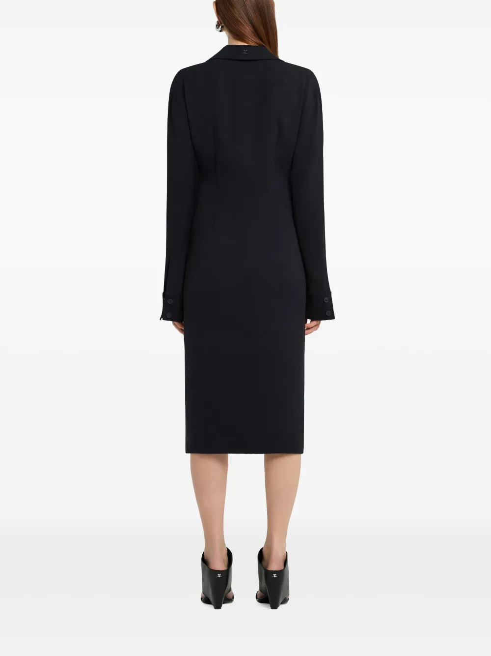 Courrèges Midi-jurk met twee zakken Zwart