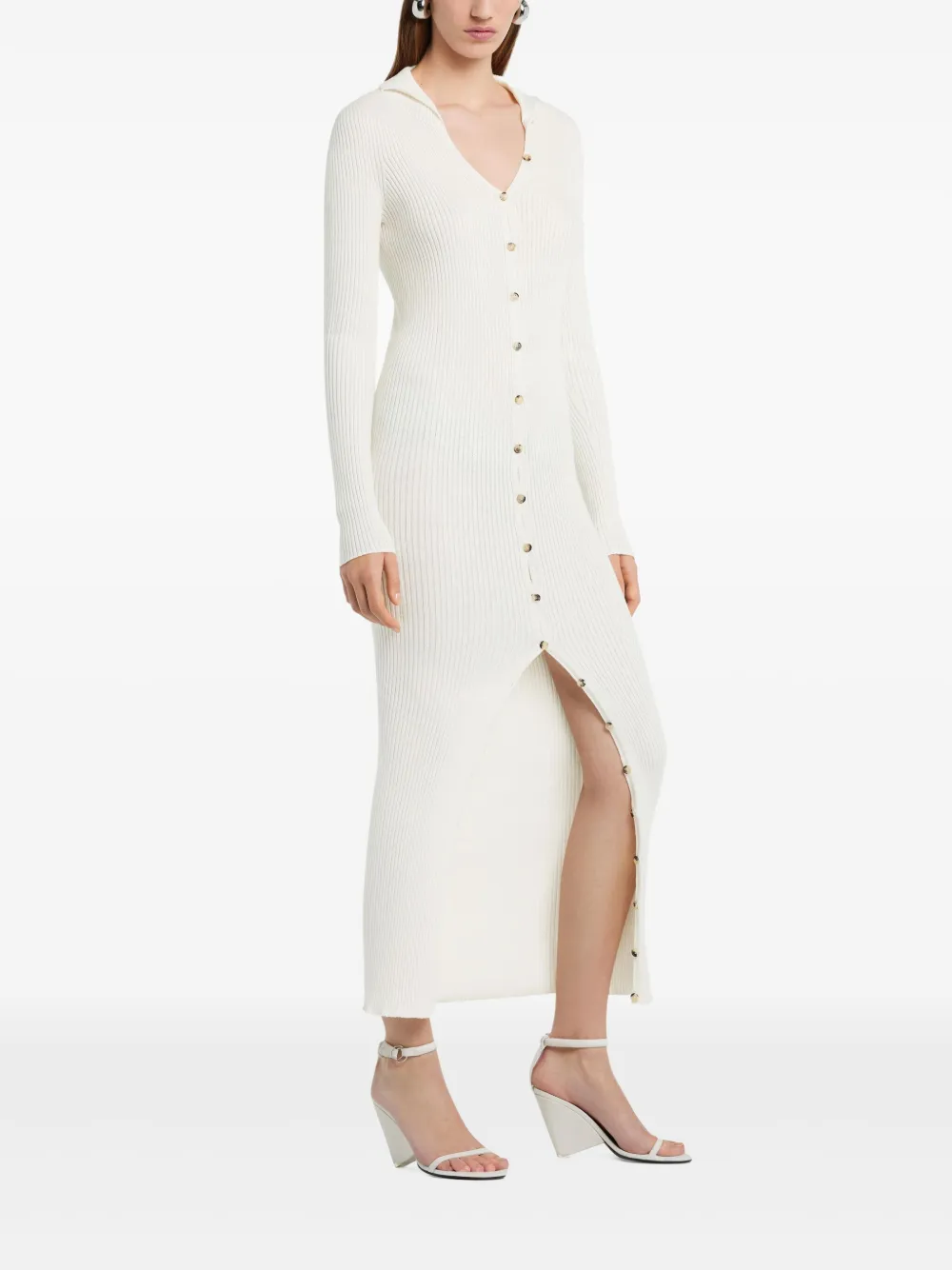 Courrèges Geribbelde jurk Wit