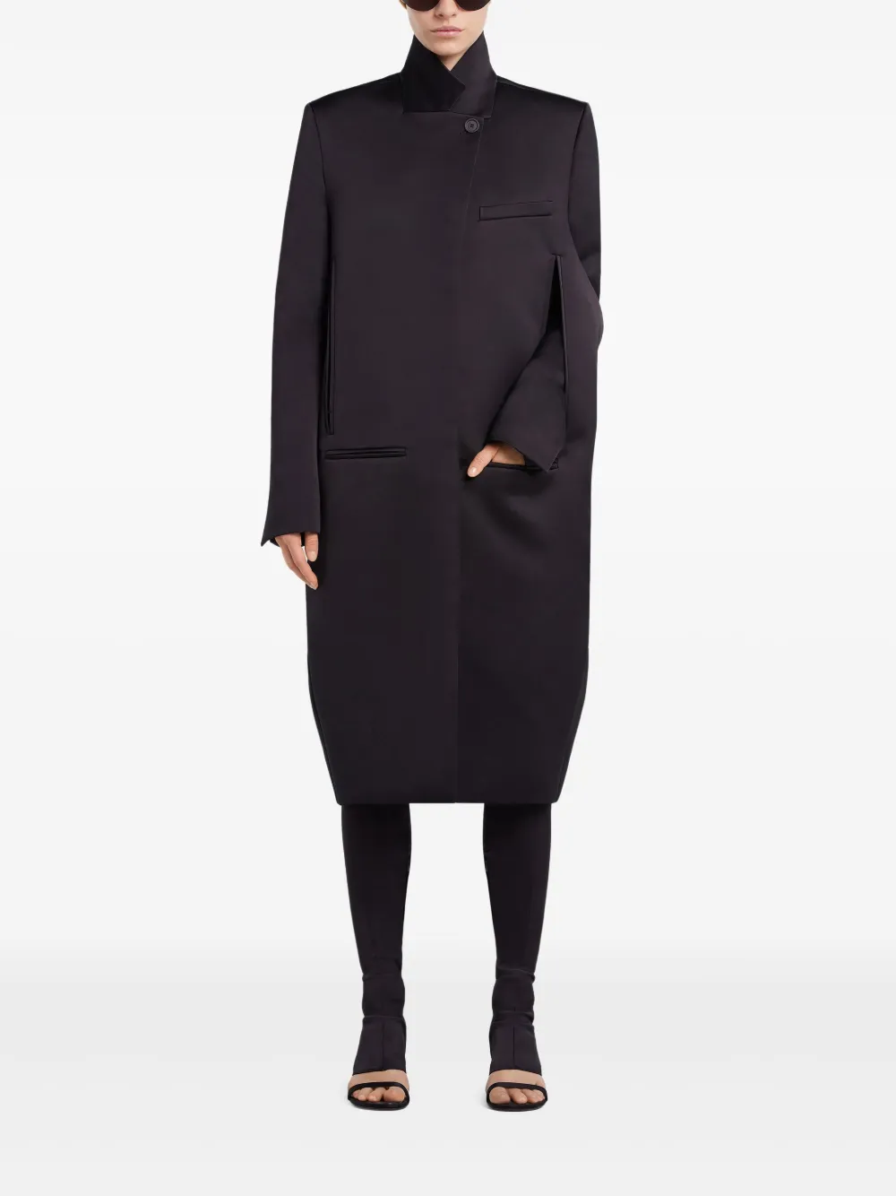 Courrèges satin-finish coat | Single Breasted Coats | Image 2