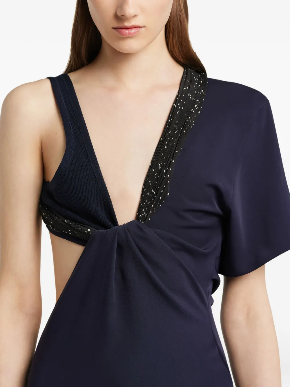 Courrèges Asymmetrische jurk met gedraaid detail Blauw