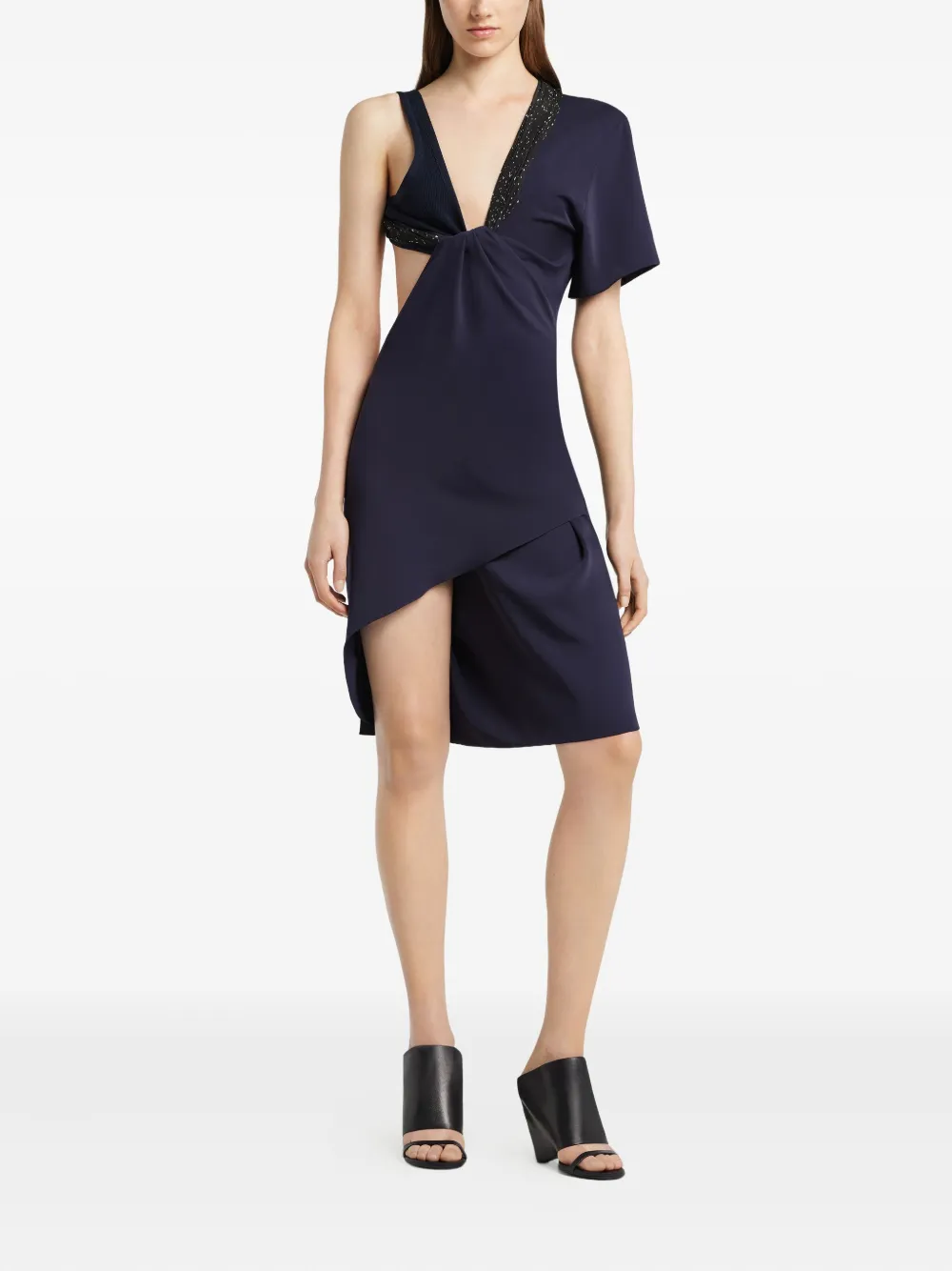 Courrèges Asymmetrische jurk met gedraaid detail Blauw