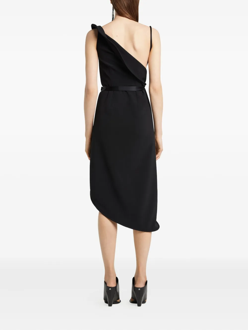 Courrèges Asymmetrische crêpe jurk Zwart