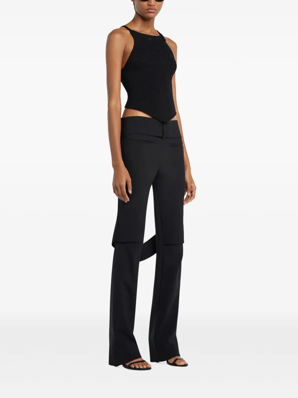 Courrèges Tanktop met puntige afwerking Zwart