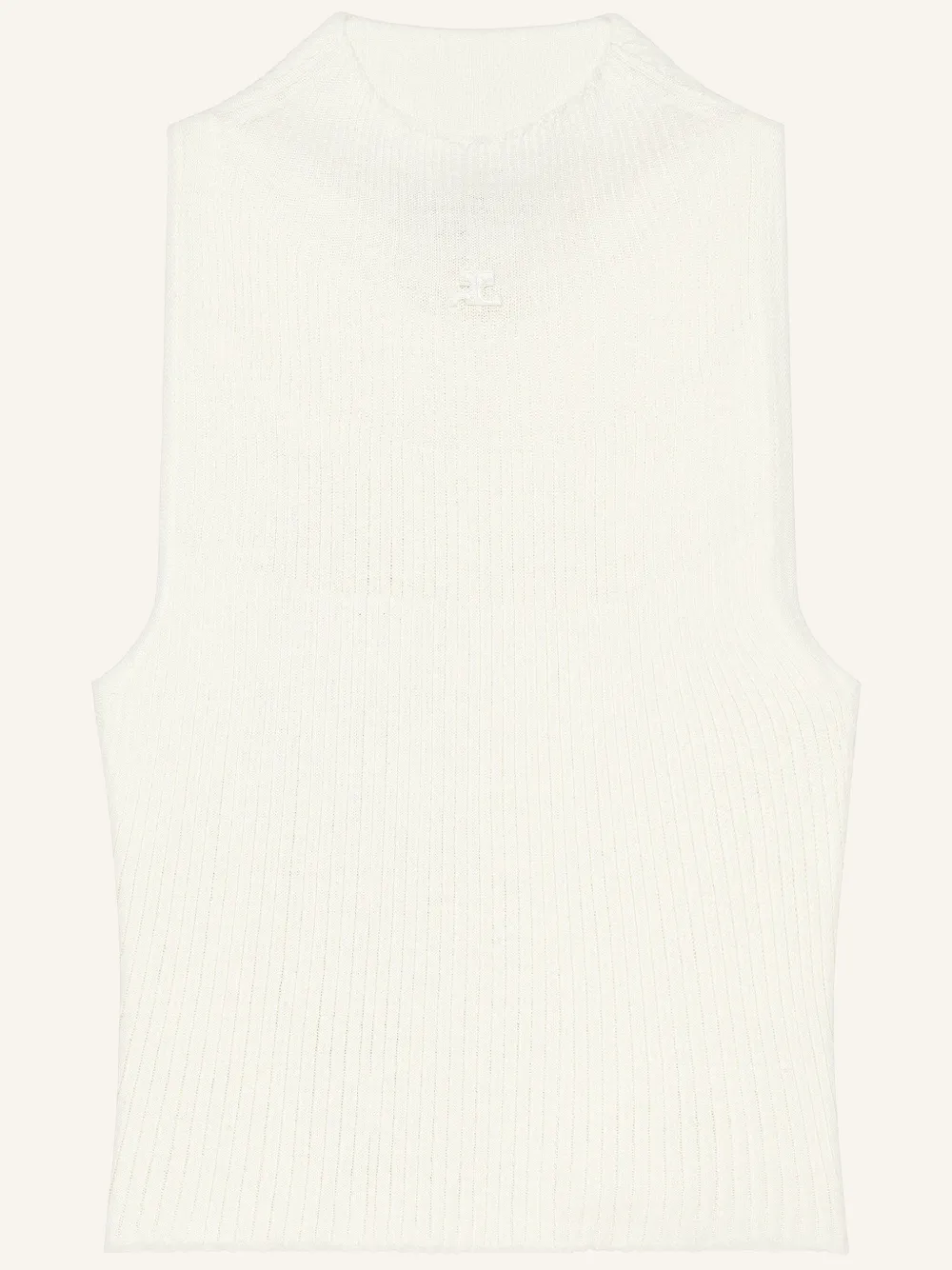 Courrèges Canotta crop a coste - Bianco