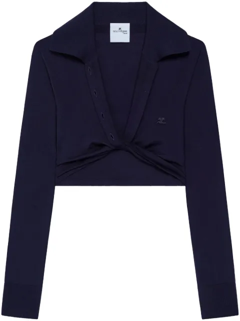Courrèges twist-detail cropped polo jumper