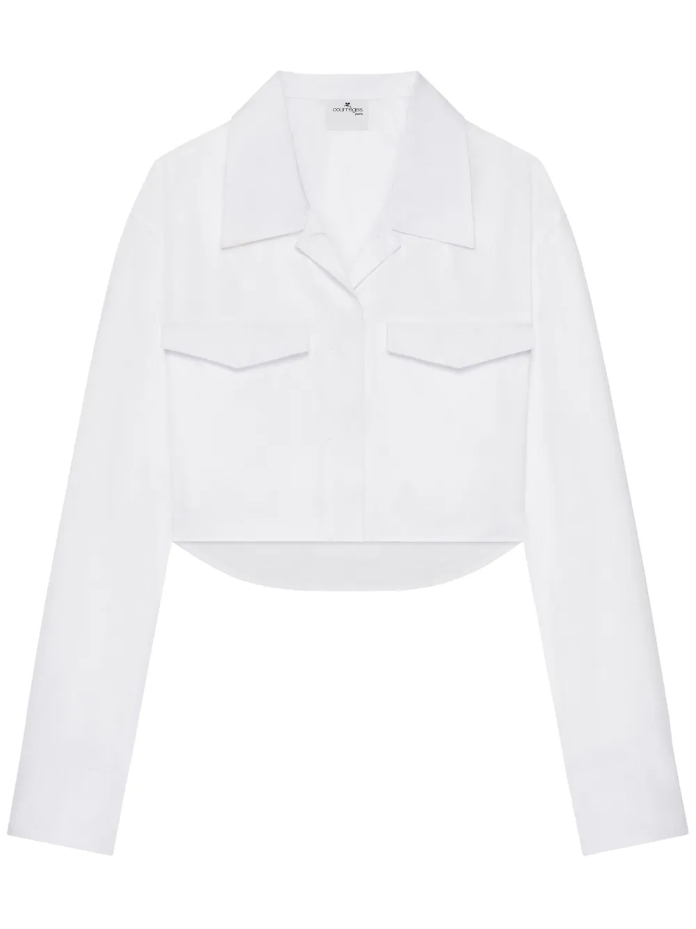 Shop Courrèges Cropped Poplin Shirt In White