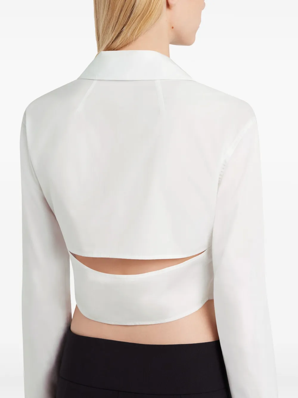 Shop Courrèges Cropped Poplin Shirt In White