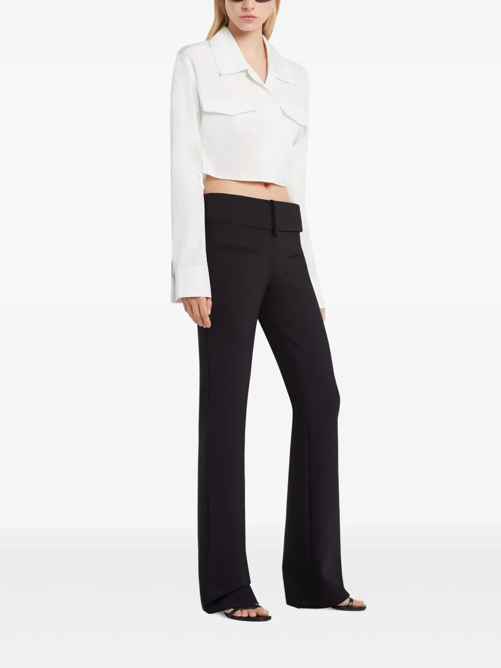 Shop Courrèges Cropped Poplin Shirt In White