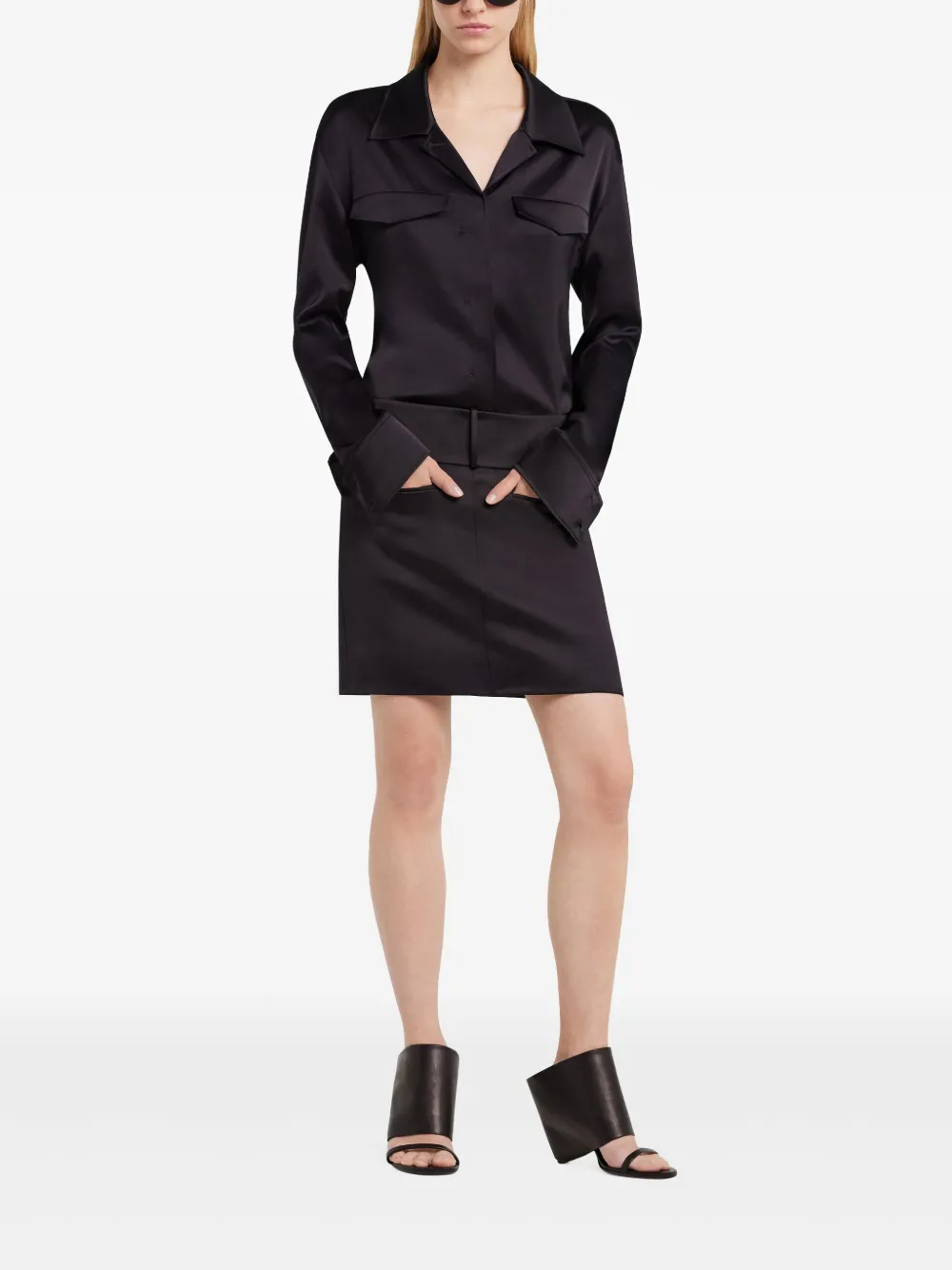 Shop Courrèges Satin Shirt In Schwarz