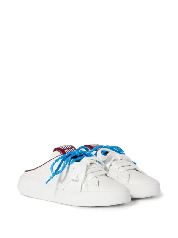 Miu Miu Leather Sneaker Mules | White | FARFETCH