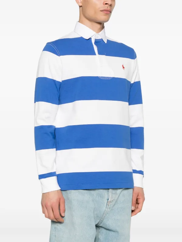 ネイビーとホワイトのストライプポロシャツ　ラルフローレン ラルフローレン Polo Ralph Laurenポロシャツ 紺白ストライプ L - メルカリ