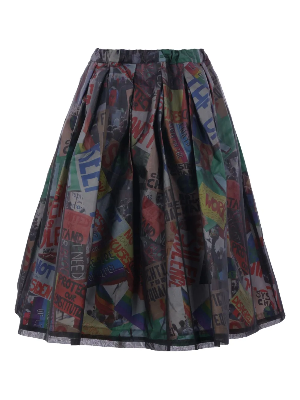 Comme Des Garçons printed pleated skirt - Zwart