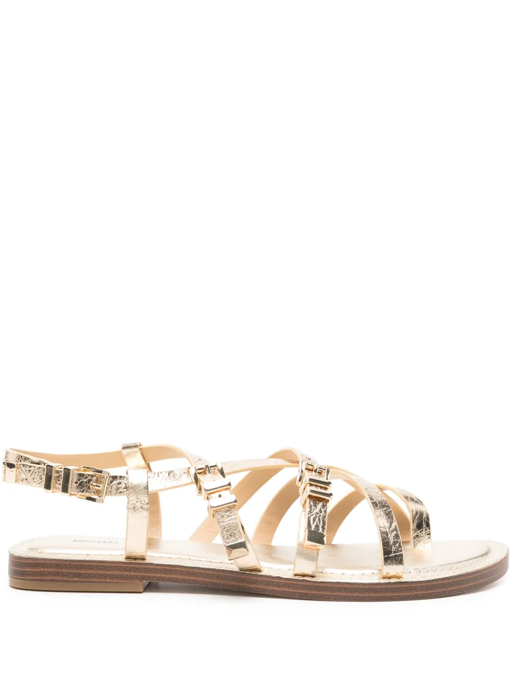 metallic flat sandals