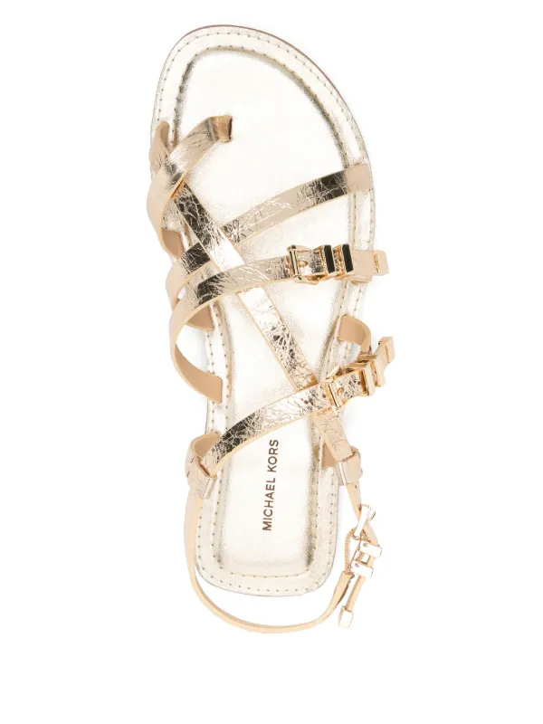 Michael Michael Kors Metallic Flat Sandals Gold FARFETCH OM