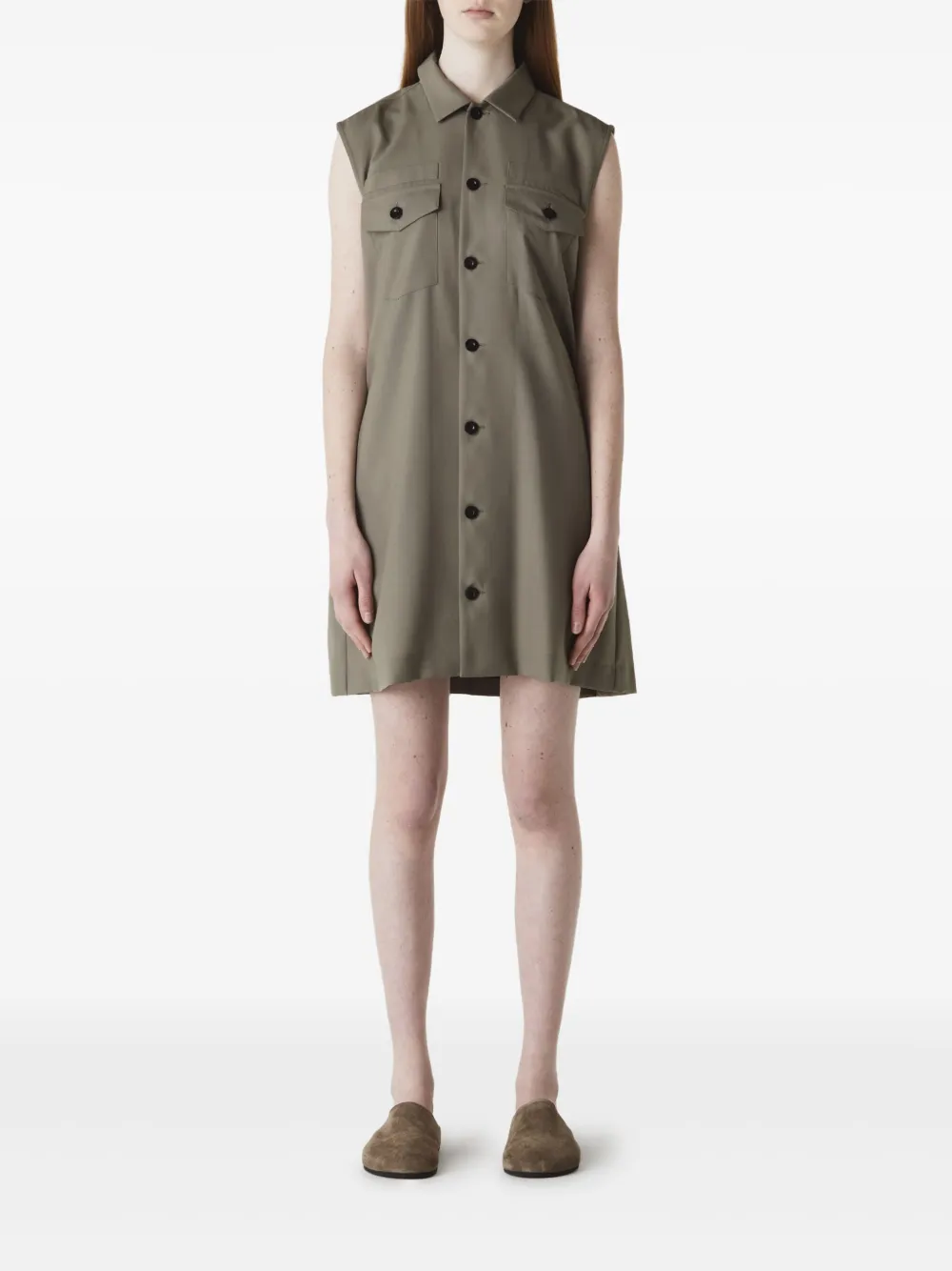 sacai wool-blend dress - Bruin