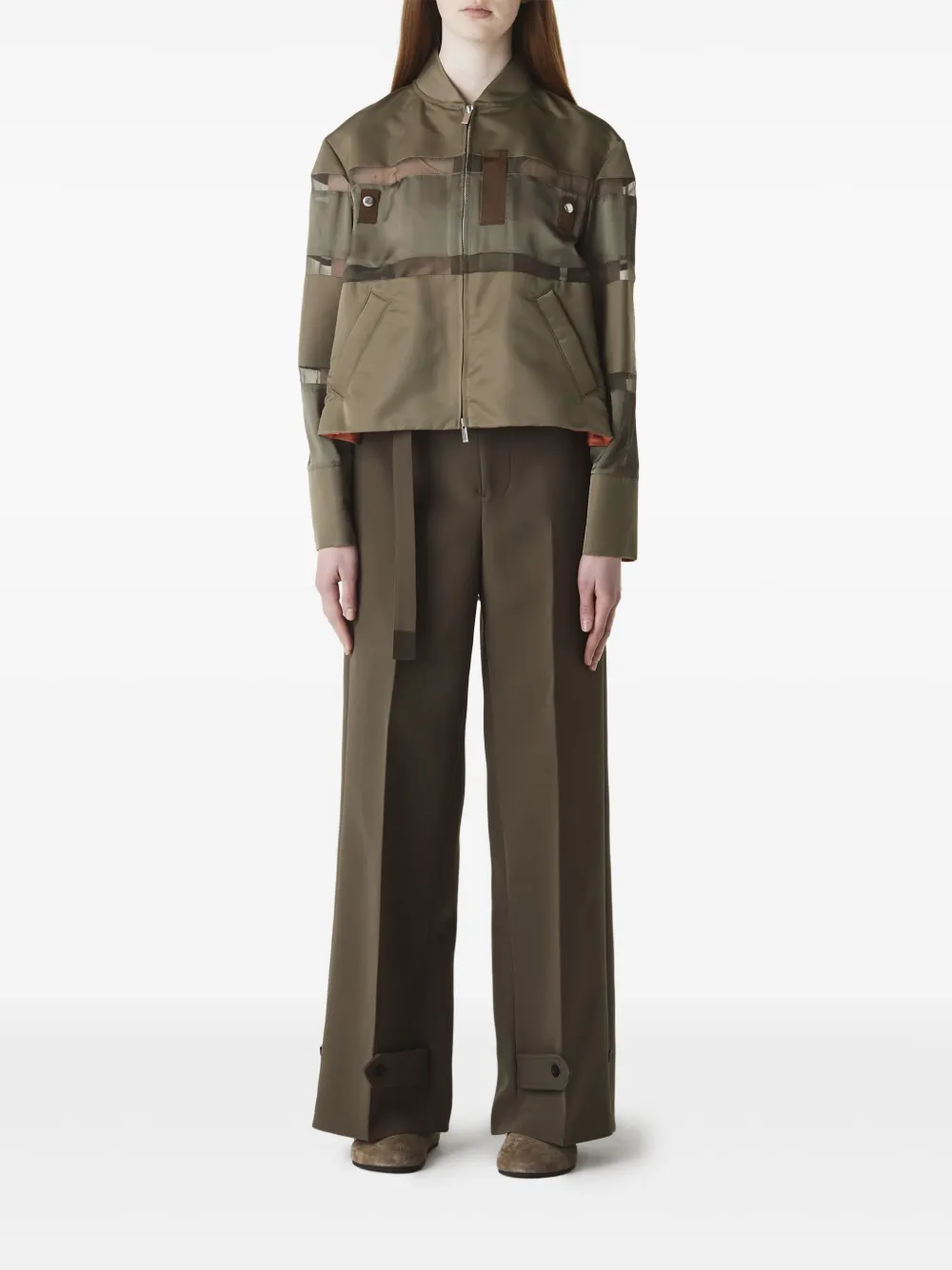 sacai pressed-crease trousers - Groen