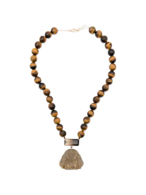 JIA JIA Happy Buddha quartz and tigers-eye necklace