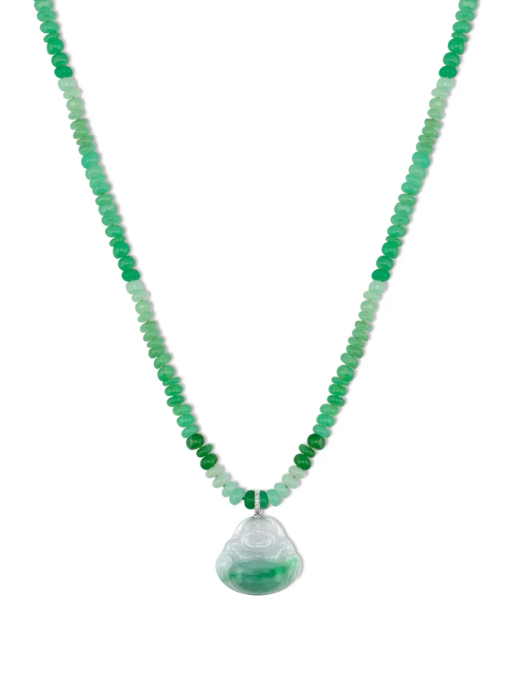 Jia Jia 14kt Weissgoldhalskette Mit Schmucksteinen In Green