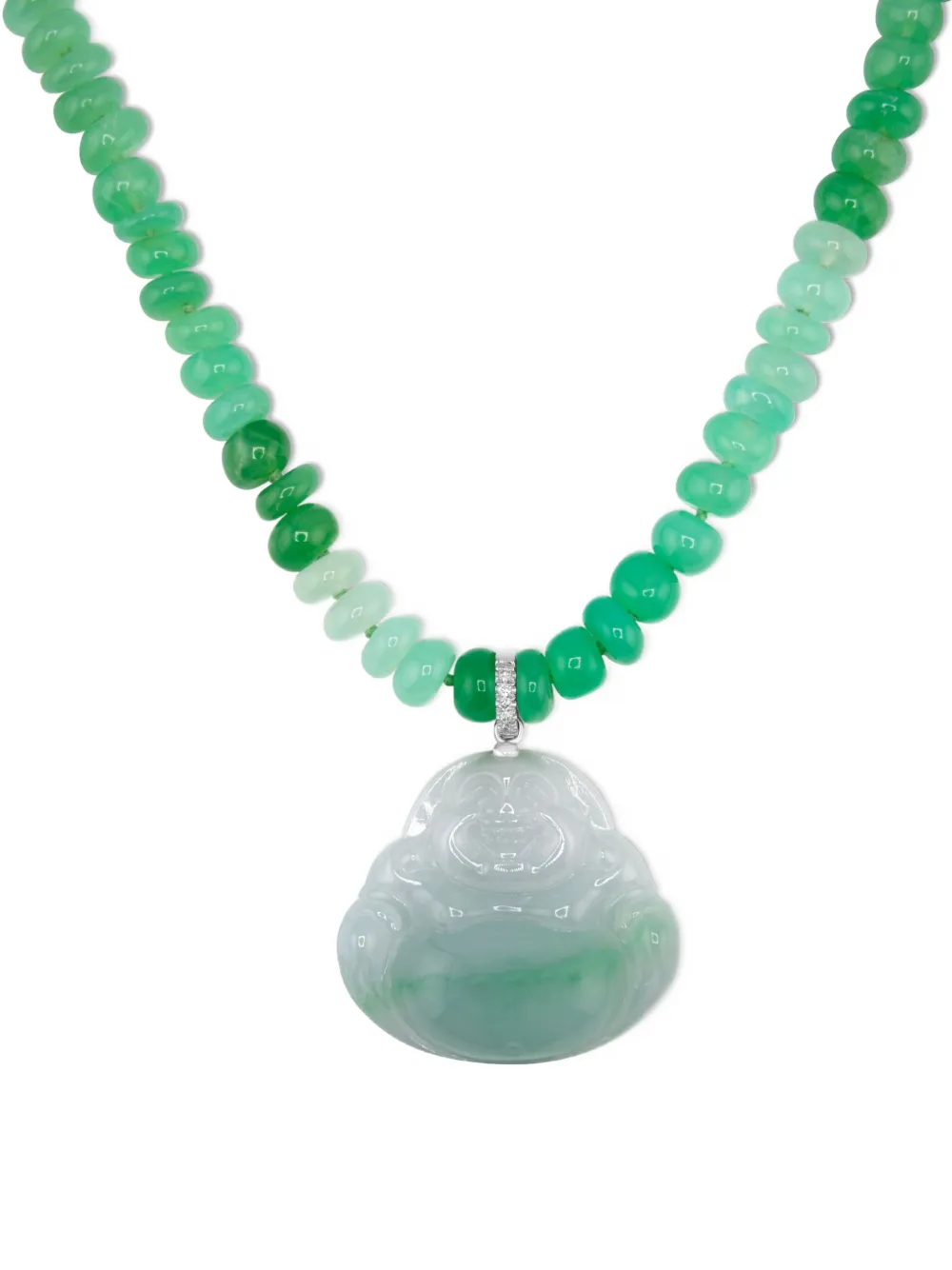 Jia Jia 14kt Weissgoldhalskette Mit Schmucksteinen In Green