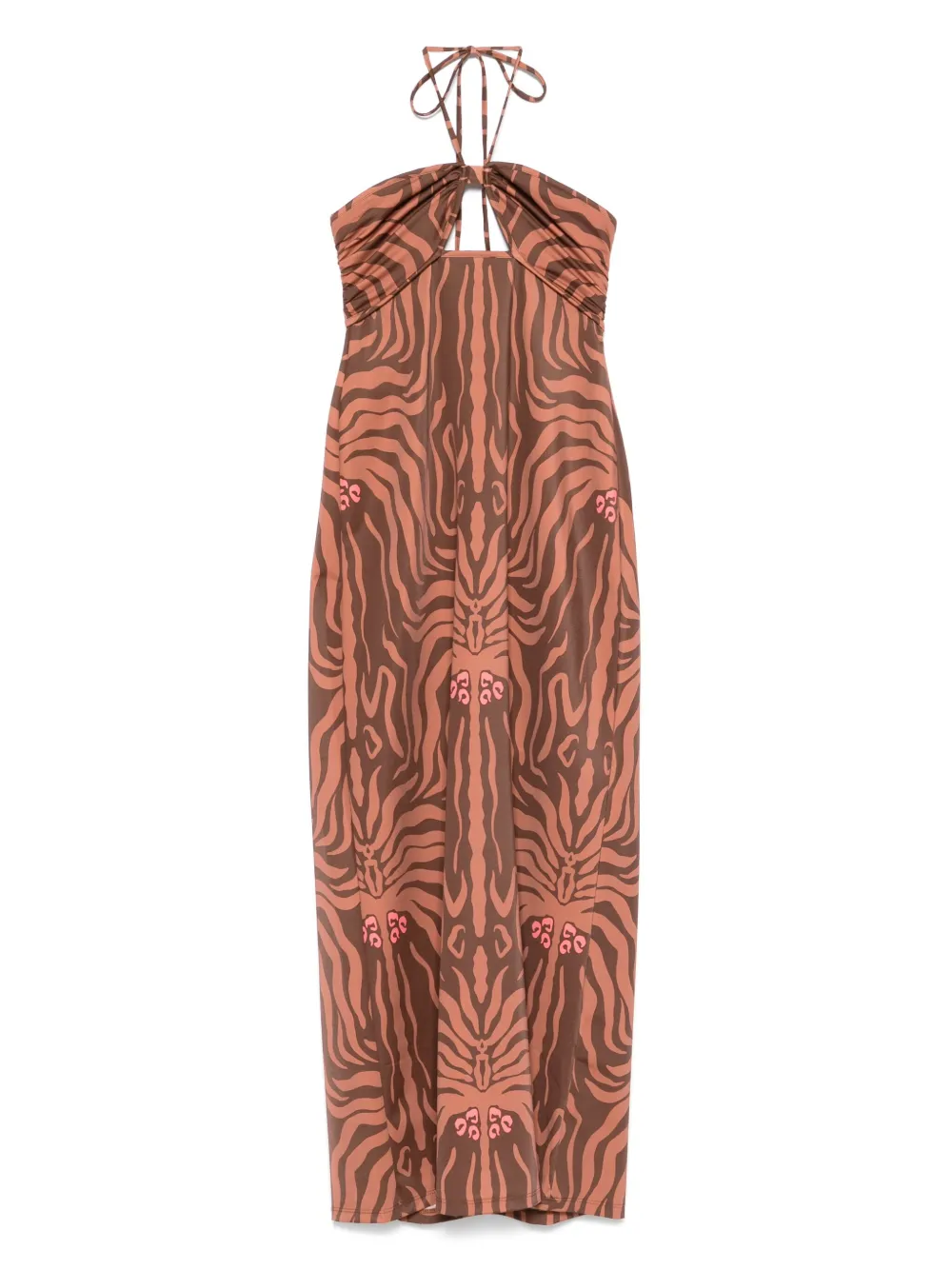 Johanna Ortiz robe Jungle Palms à coupe mi-longue | marron | Image 1