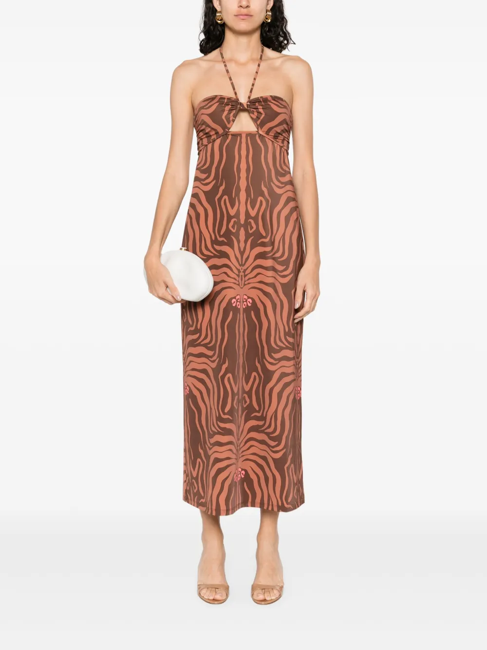 Johanna Ortiz Jungle Palms midi dress - Bruin