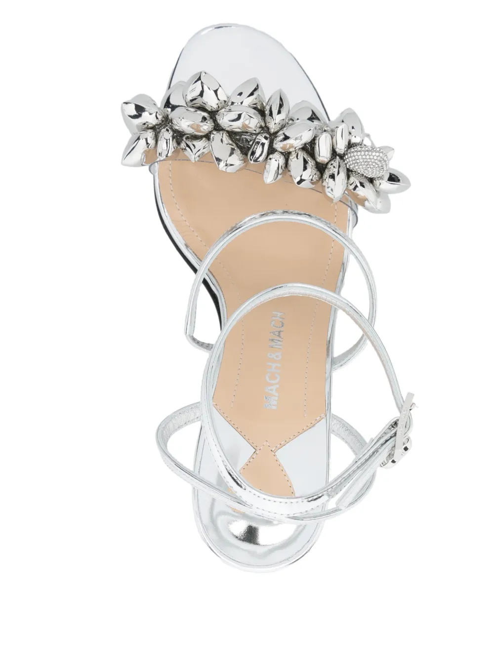 MACH & MACH 80mm heart-charm sandals Silver