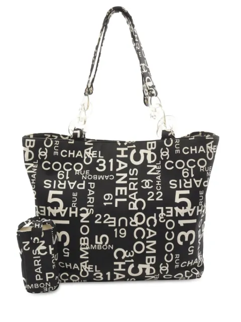 CHANEL Pre-Owned tote By the Sea Line Coco Print Canvas Beach 2002-2003