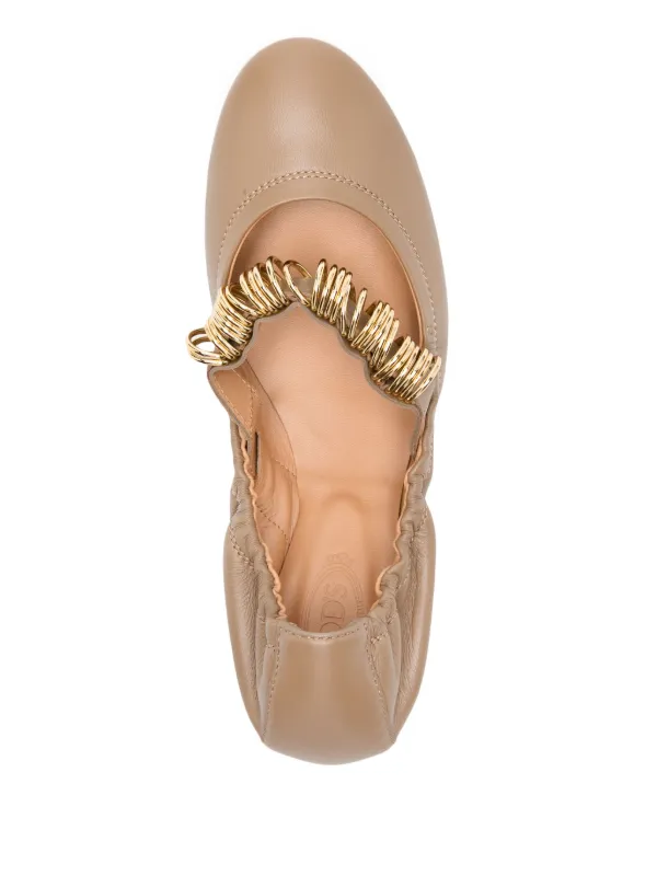 TOD'S ダークブラウン フラットシューズ Tod's レザーフラットシューズ | ブラウン | FARFETCH JP