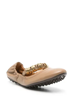 Ballerines Tod's Plates - Pointure 37 - Cuir Gris - Fabriqué En Italie - Occasion