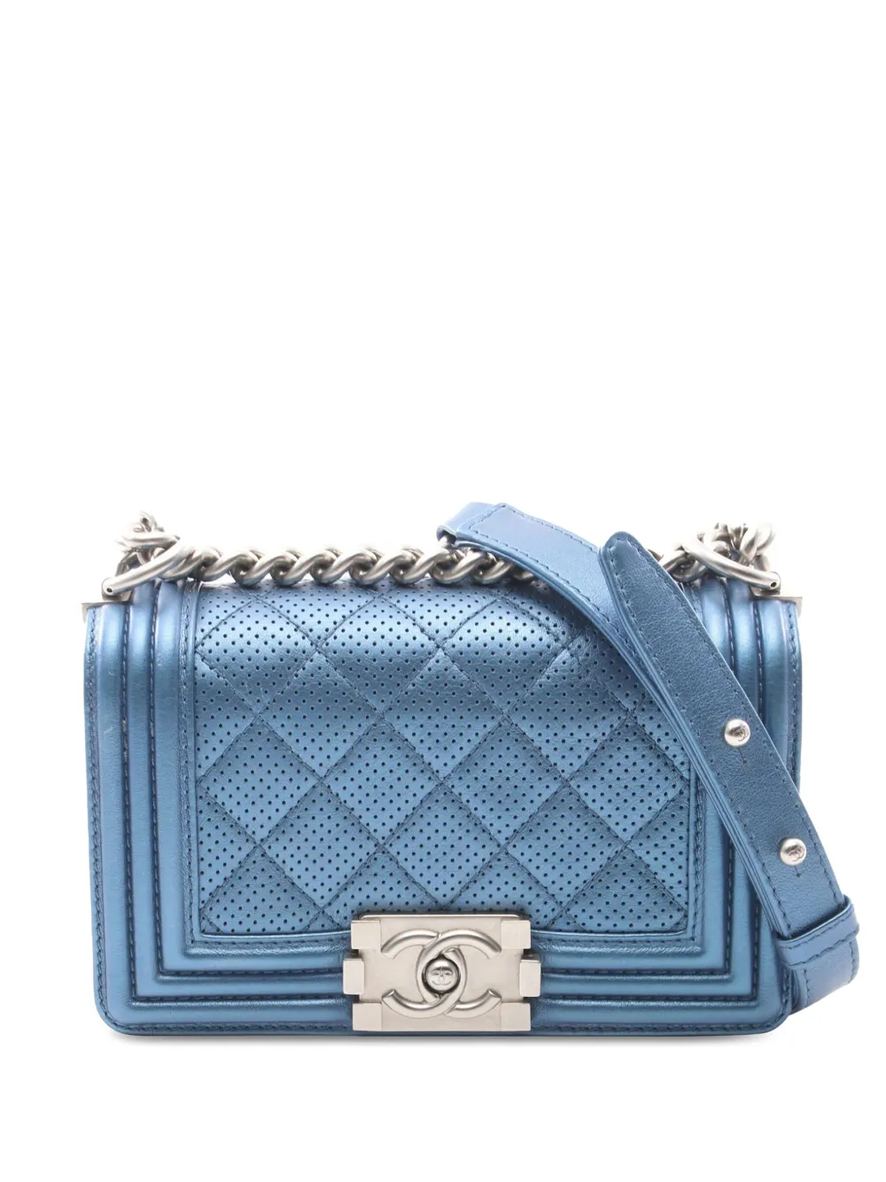 CHANEL Pre-Owned 2014-2015 スモール マトラッセ パーフォレーテッド メタリック ラムスキン ボーイフラップ CHANEL Pre-Owned 2014-2015 スモール マトラッセ パーフォレーテッド メタリック ラムスキン ボーイフラップ
