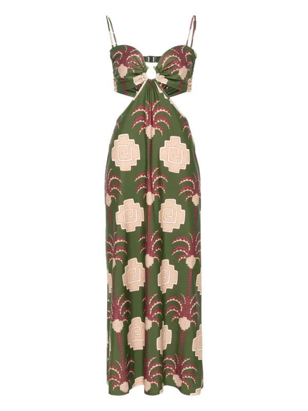 green emerald velvet dress Johanna Ortiz Wild Savannah Tunic Dress | Print | Size 4