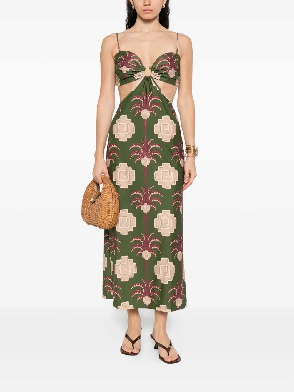Johanna Ortiz Jungle Geometry midi dress Groen