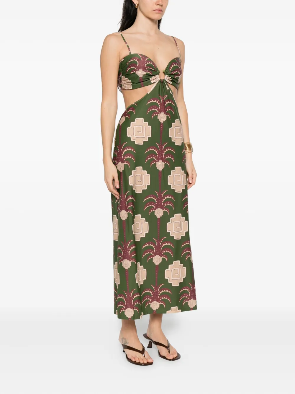 Johanna Ortiz Jungle Geometry midi dress Groen