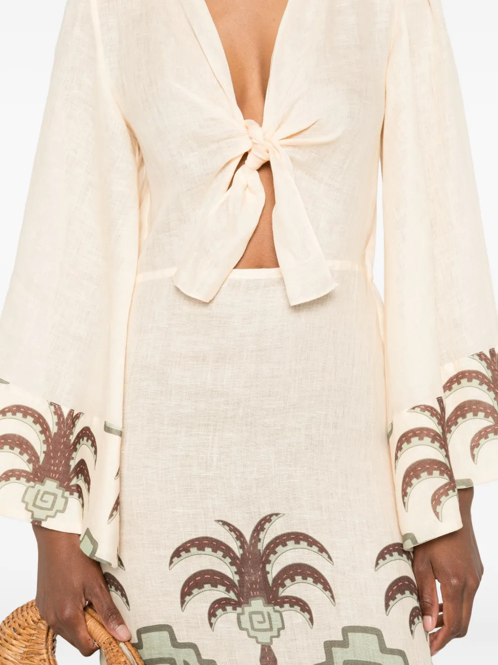 Johanna Ortiz Sailing Flags midi-jurk Beige