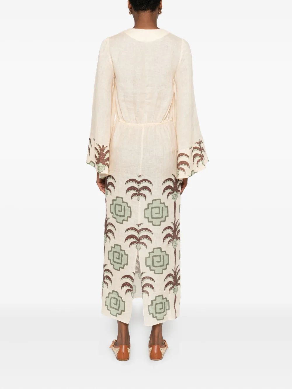 Johanna Ortiz Sailing Flags midi-jurk Beige