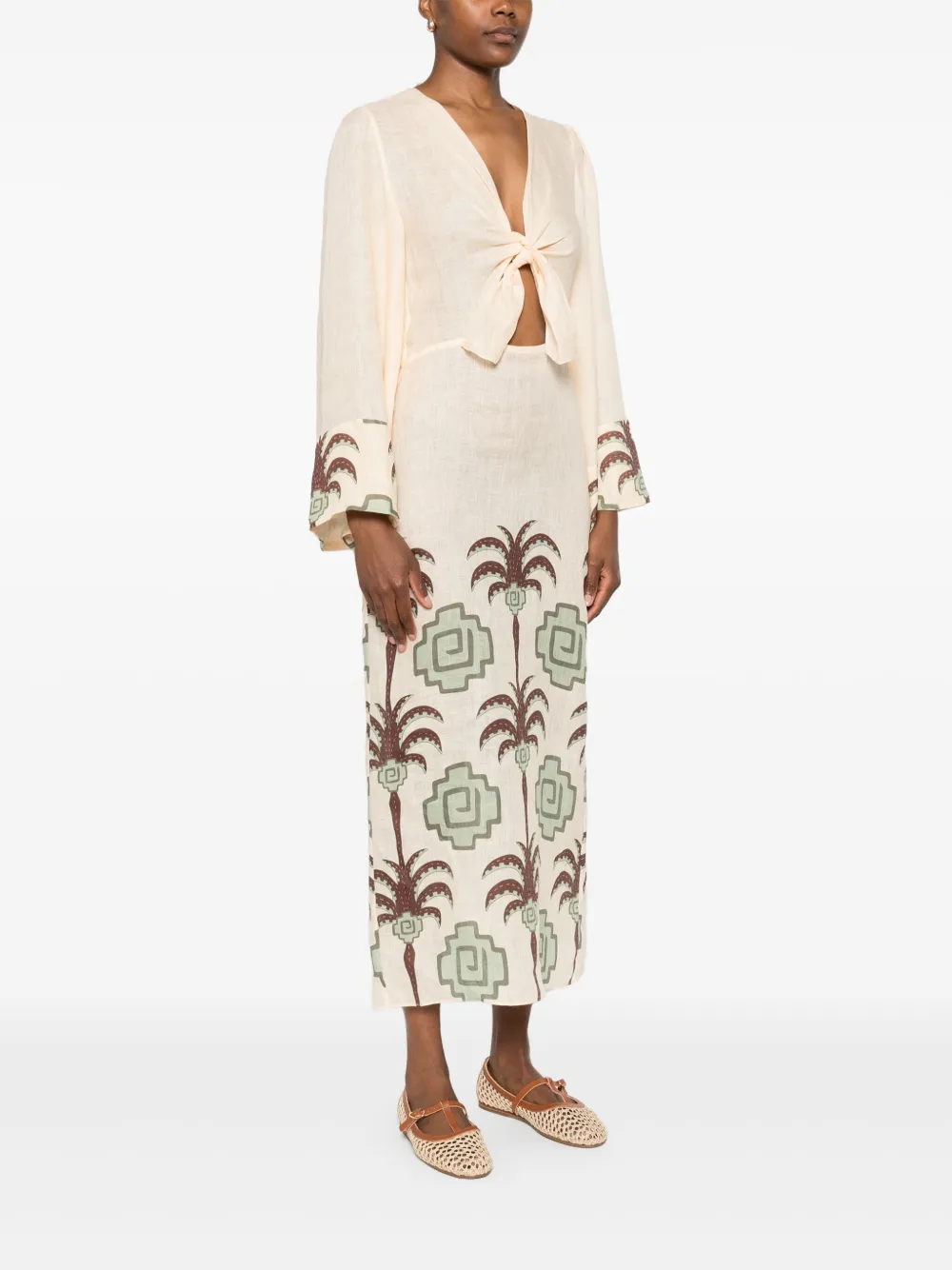 Johanna Ortiz Sailing Flags midi-jurk Beige