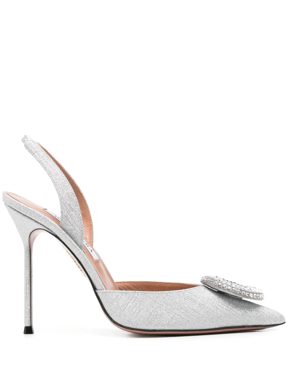 Aquazzura 105mm Crystal Hoop Sling pumps Silver