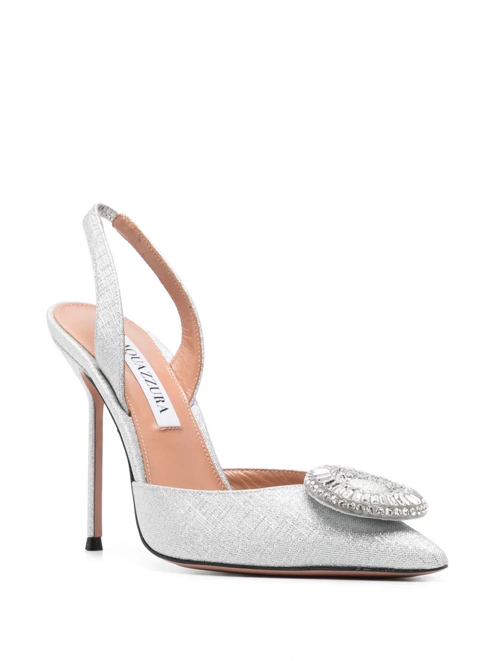 Aquazzura 105 mm Crystal Hoop Sling pumps - Zilver