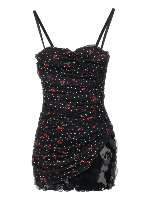 DES PHEMMES vestido fruncido con motivo de lunares