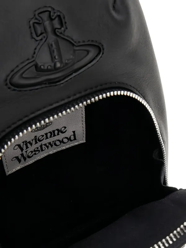 Vivienne Westwood Zippered Leather Cross Body Bag | Black