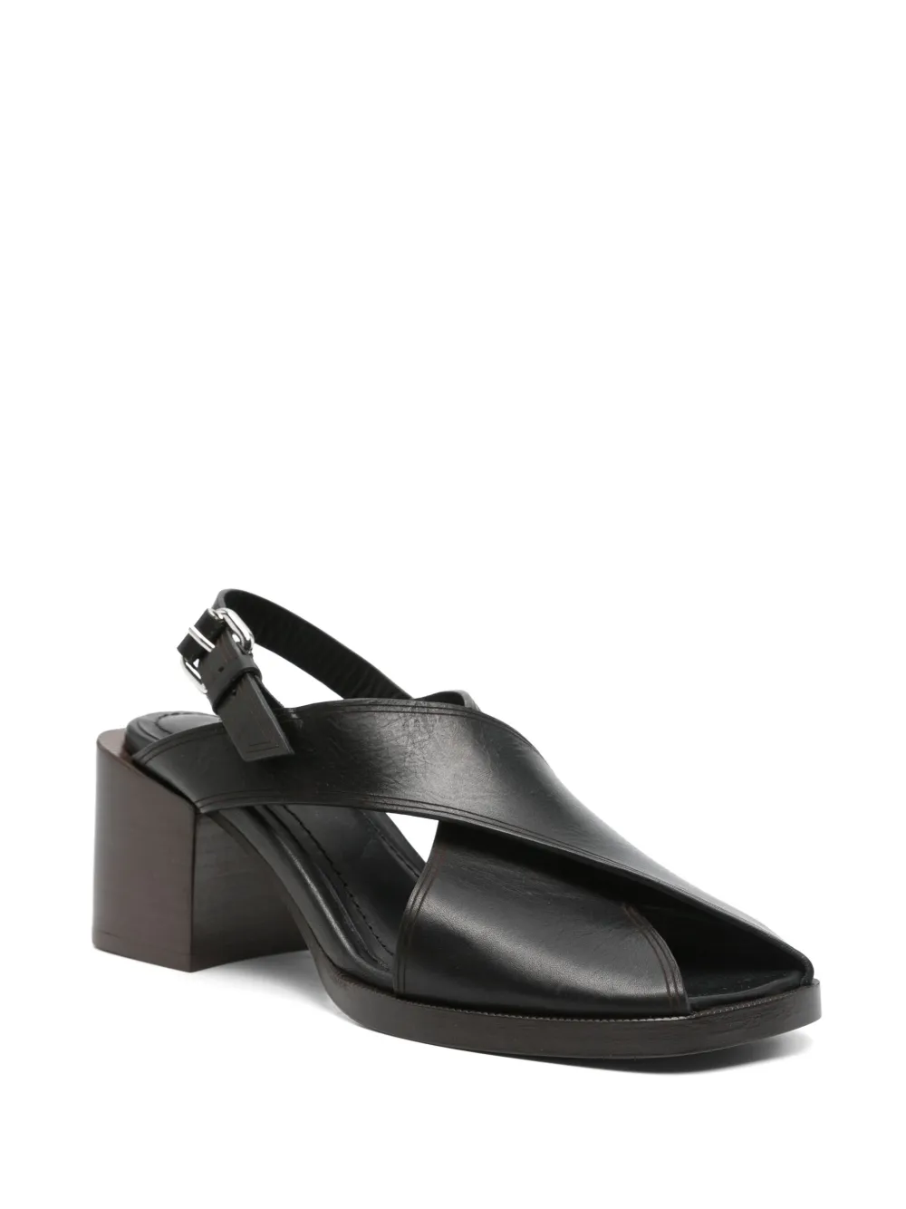 LEMAIRE 65mm leather sandals - Zwart