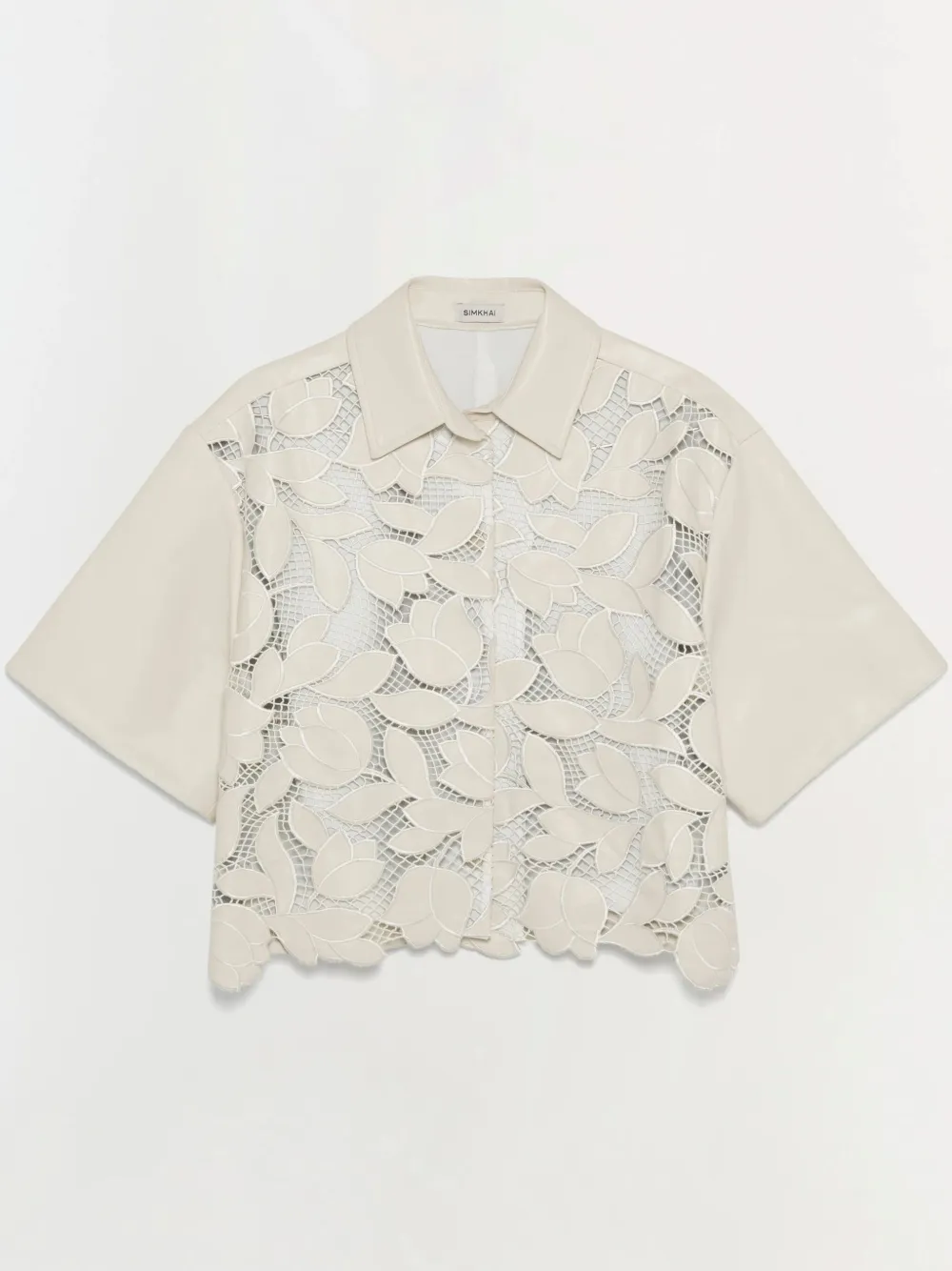 Simkhai Robinson Embroidered Vegan Leather Shirt In Neutrals