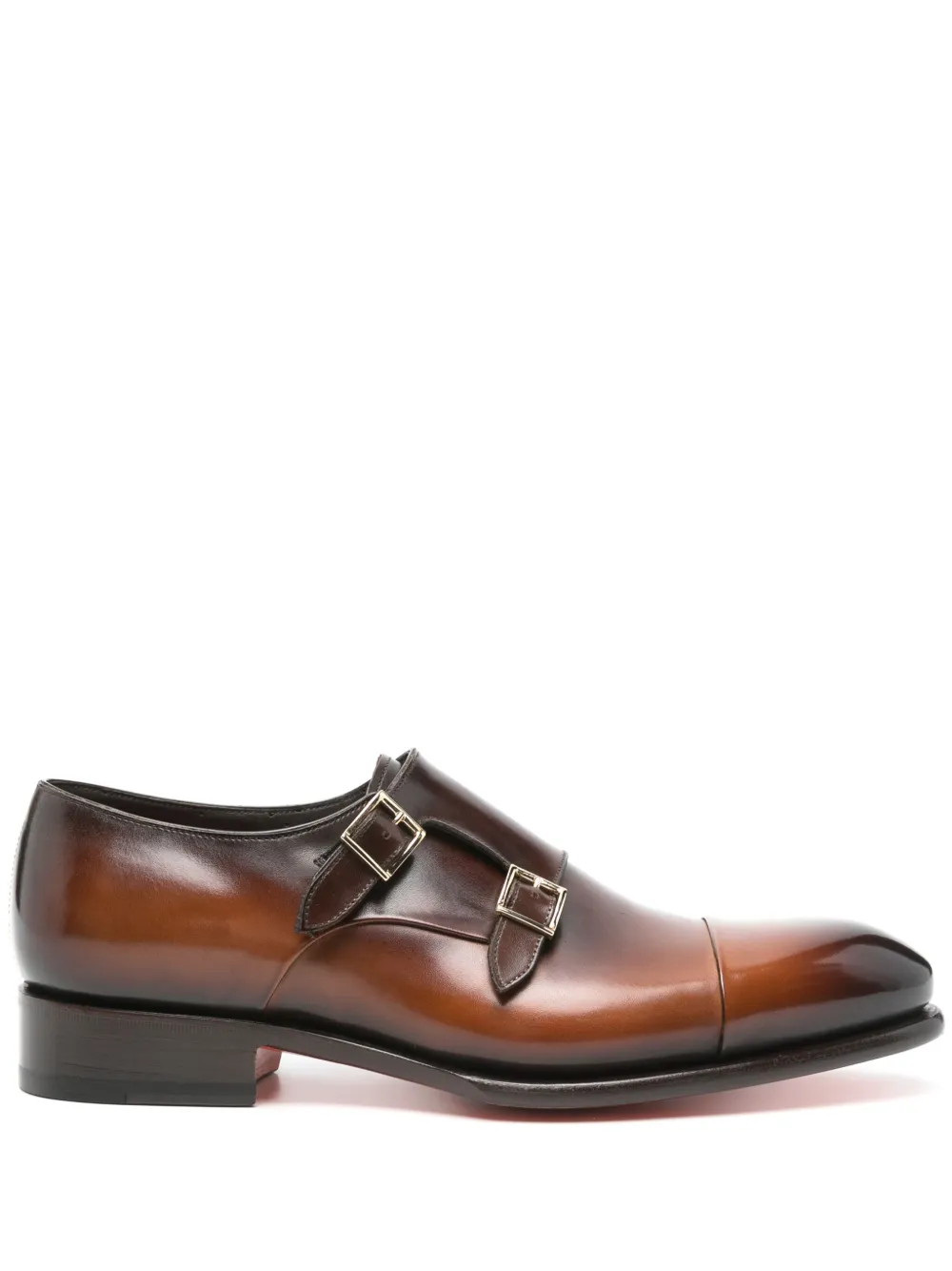 Santoni leather monk shoes Brown