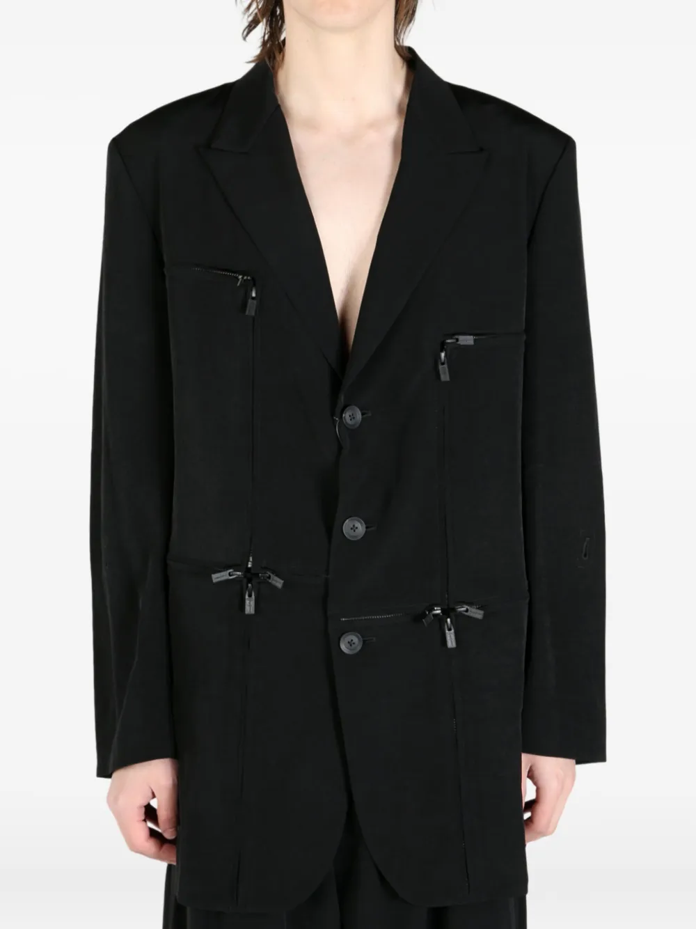 Yohji Yamamoto zip-detail blazer Zwart