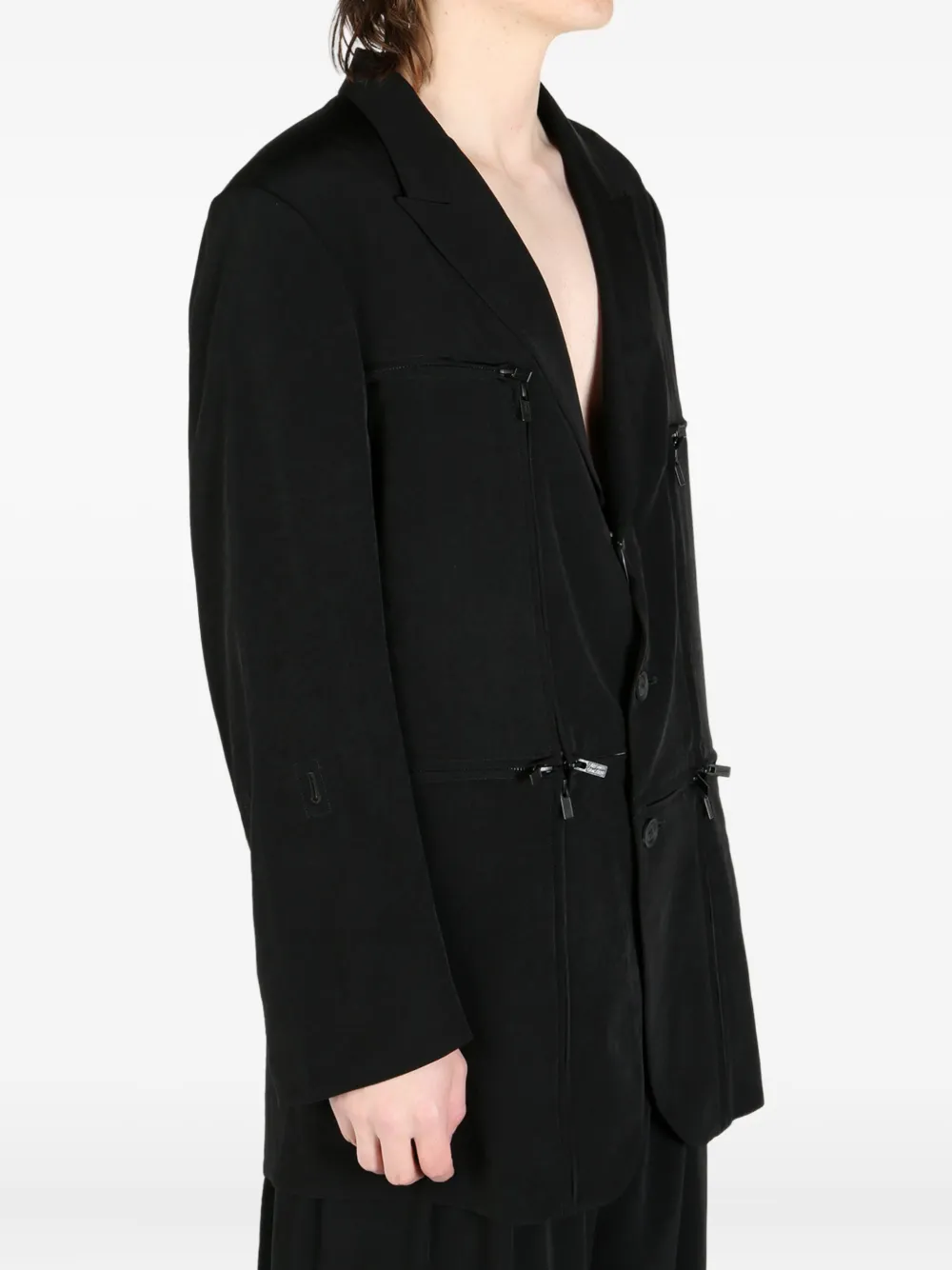 Yohji Yamamoto zip-detail blazer Zwart