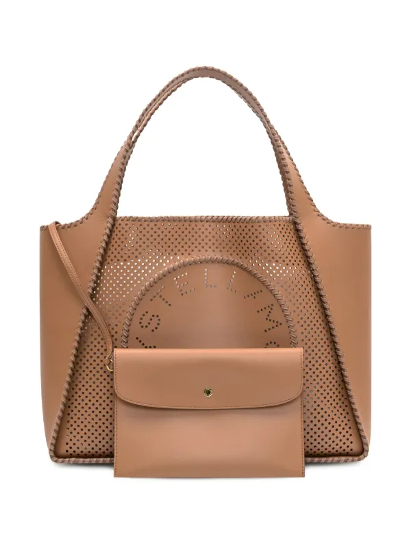 Stella McCartney logo-perforated Tote Bag | Brown | FARFETCH CA